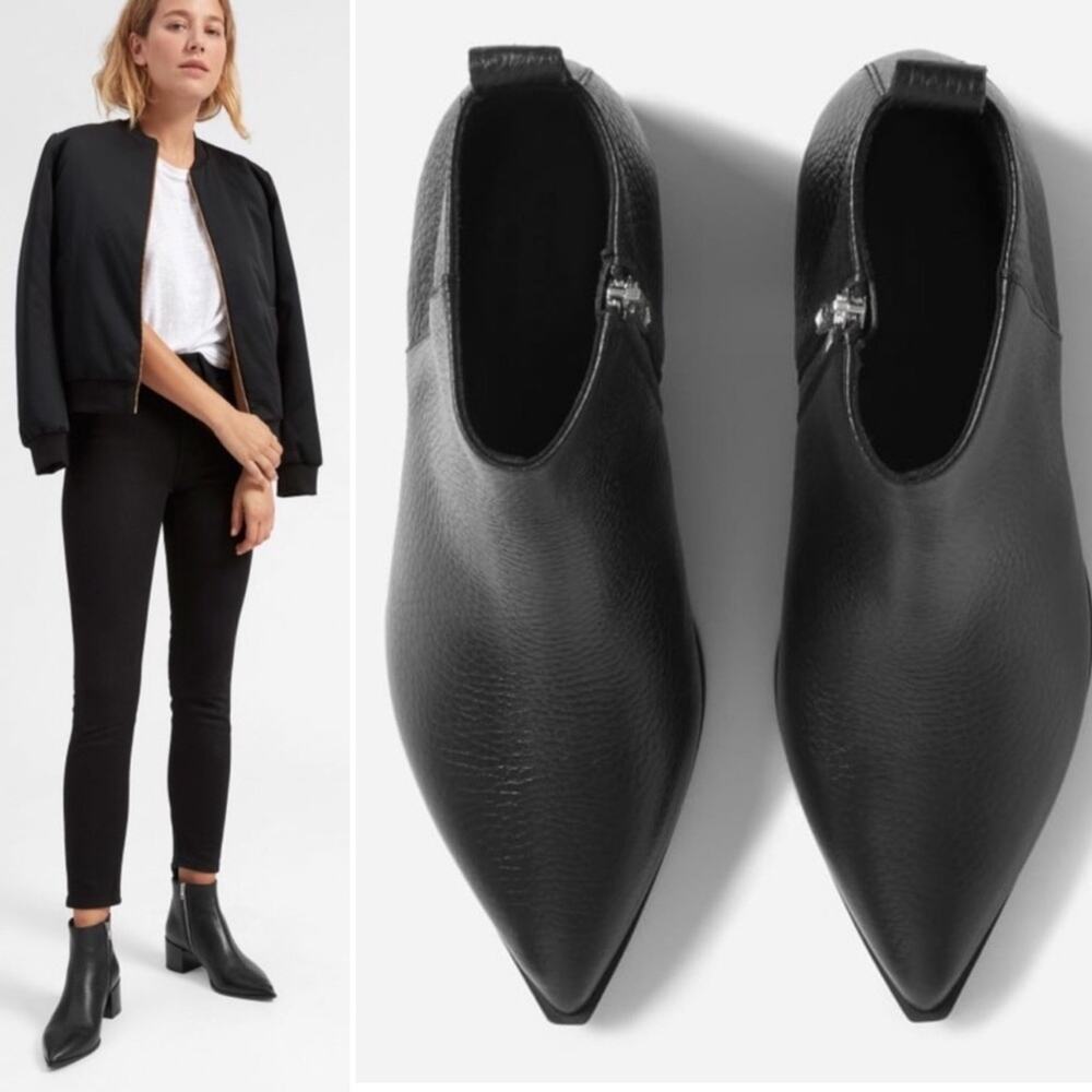 Everlane Boss Boots Black Pebbled Leather - Picture 2 of 13